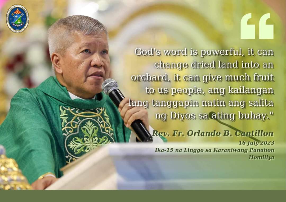 mbaspstanne's tweet photo. Ika-15 na Linggo sa Karaniwang Panahon
Homiliya
"God's word is powerful, it can change dried land into an orchard, it can give much fruit to us people, ang kailangan lang tanggapin natin ang salita ng Diyos sa ating buhay."
#MBASPSA436
#MBASPAAHomily https://t.co/nu9AjVGhvn