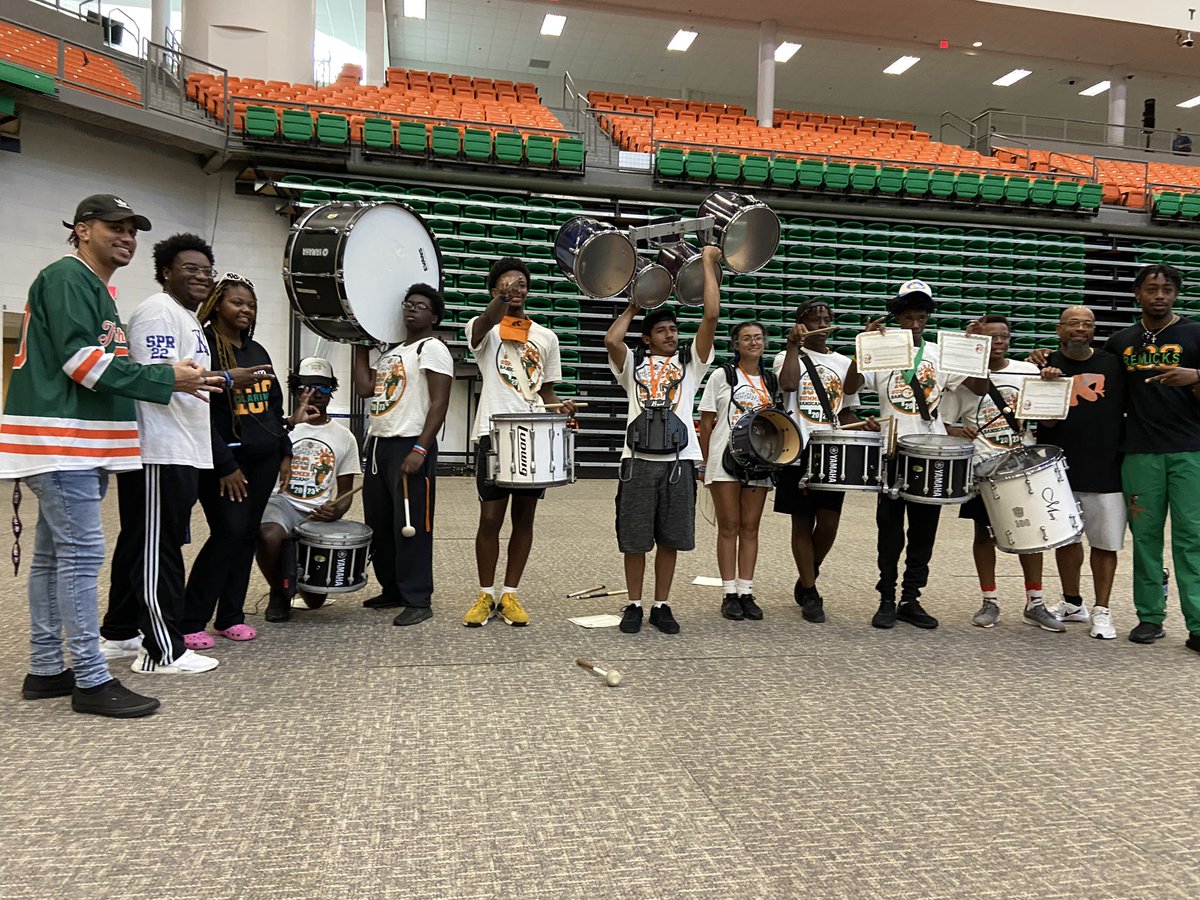 OcoeeDrums's tweet photo. And that’s a wrap on FAMU band camp. Thank you @THEMARCHING100 for everything! We had an awesome time! #ocoeehighschool #ohsknights #echopercussion #marching100 #famu https://t.co/03FcElrvqE