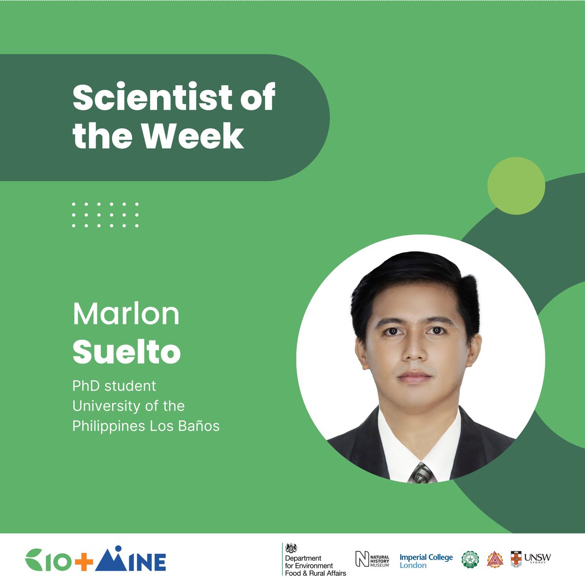 bioplusmine's tweet photo. Get to know the scientists behind the @bioplusmine!
Our #ScientistOfTheWeek is Marlon Suelto. He is a licensed geologist, licensed environmental planner, and PhD student at the University of the Philippines Los Baños.
(1/3) https://t.co/X1fm8cpziT