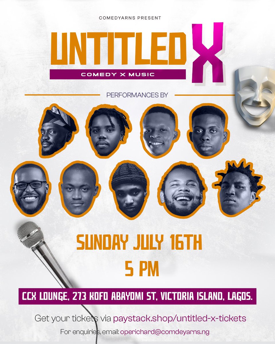 Untitled_cbns's tweet photo. UNTITLEDX  IS HAPPENING TODAY !!! 🎭 🎶 
We can’t wait to have you. 

5PM | CC LOUNGE, 273 KOFO ABAYOMI ST, VICTORIA ISLAND, LAGOS.

Don’t be late ⏰ 
#UntitledLagos #UntitledX https://t.co/4aLVchQ1Ua