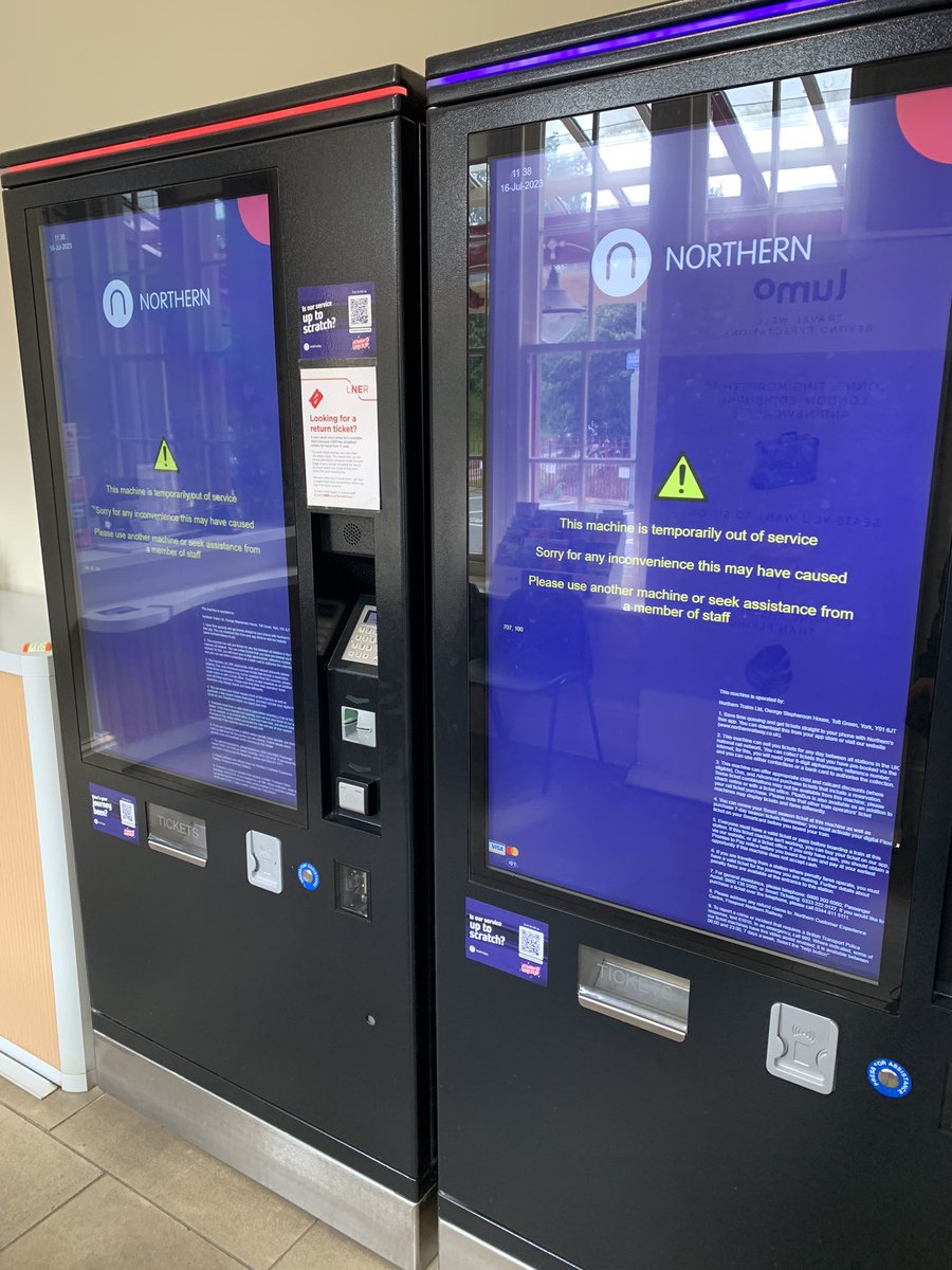 Hi <a href="/northernassist/">NORTHERN 🚆</a> none of the ticket machines are working at Morpeth train station