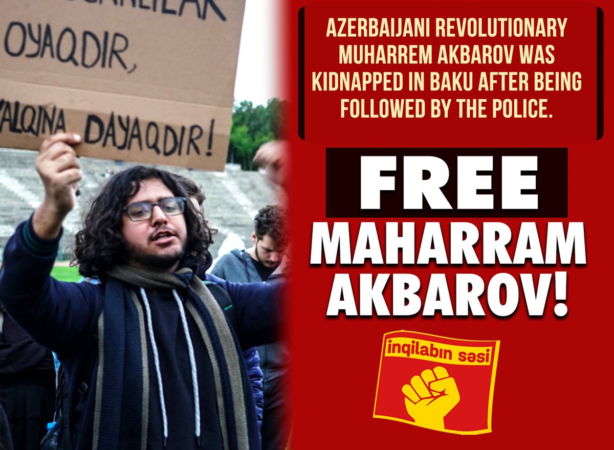Our Azerbaijani comrade Maharram has been unjustly detained by the Aliyev regime. We stand in solidarity with him and demand his immediate release. The Aliyev regime must end its repression of civil society. 

#MuharremAkbarovaÖzgürlük #FreeMaharramAkbarov
