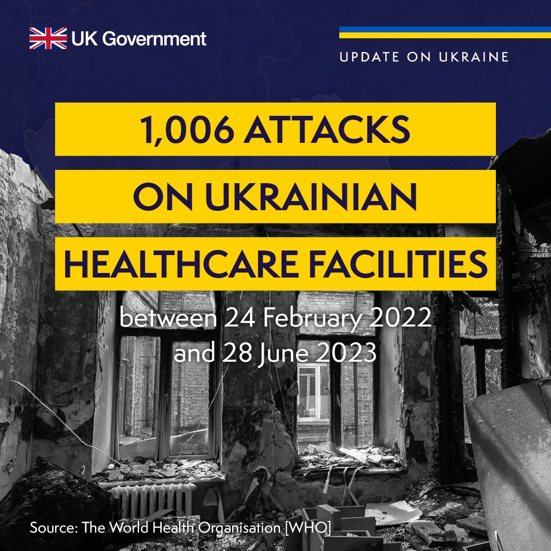 A war on healthcare is raging in Ukraine. 

Since the beginning of the illegal invasion of 🇺🇦, Russian forces have deliberately targeted hospitals, healthcare facilities &amp; healthcare workers, contrary to international humanitarian law.

🇺🇦#StandWithUkraine 🏥 #WarOnHealthcare
