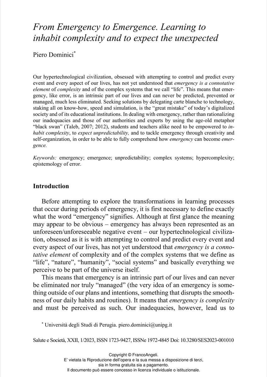 dominicipi's tweet image. @edgarmorinparis @yaneerbaryam @research_chaos @necsi 🟡 “From Emergency to Emergence. Learning to inhabit complexity and to expect the unexpected”, in Scientific Journal #PeerReviewed #ComplexSystems #SDGs #TransformingEducation #ComplexityScience 🧶
➡️  academia.edu/resource/work/…