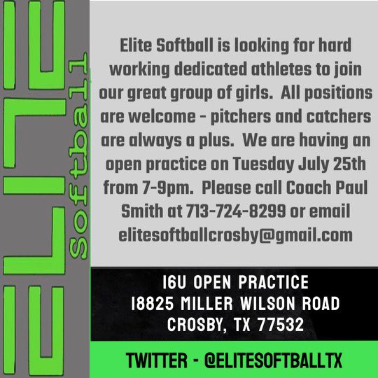 Elite Softball (@elitesoftballtx) on Twitter photo 