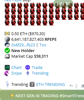 RedPepeth's tweet photo. All I see is #RPEPE

Do you?
ETH Trending number 2! https://t.co/BQtcsxh7Yo
