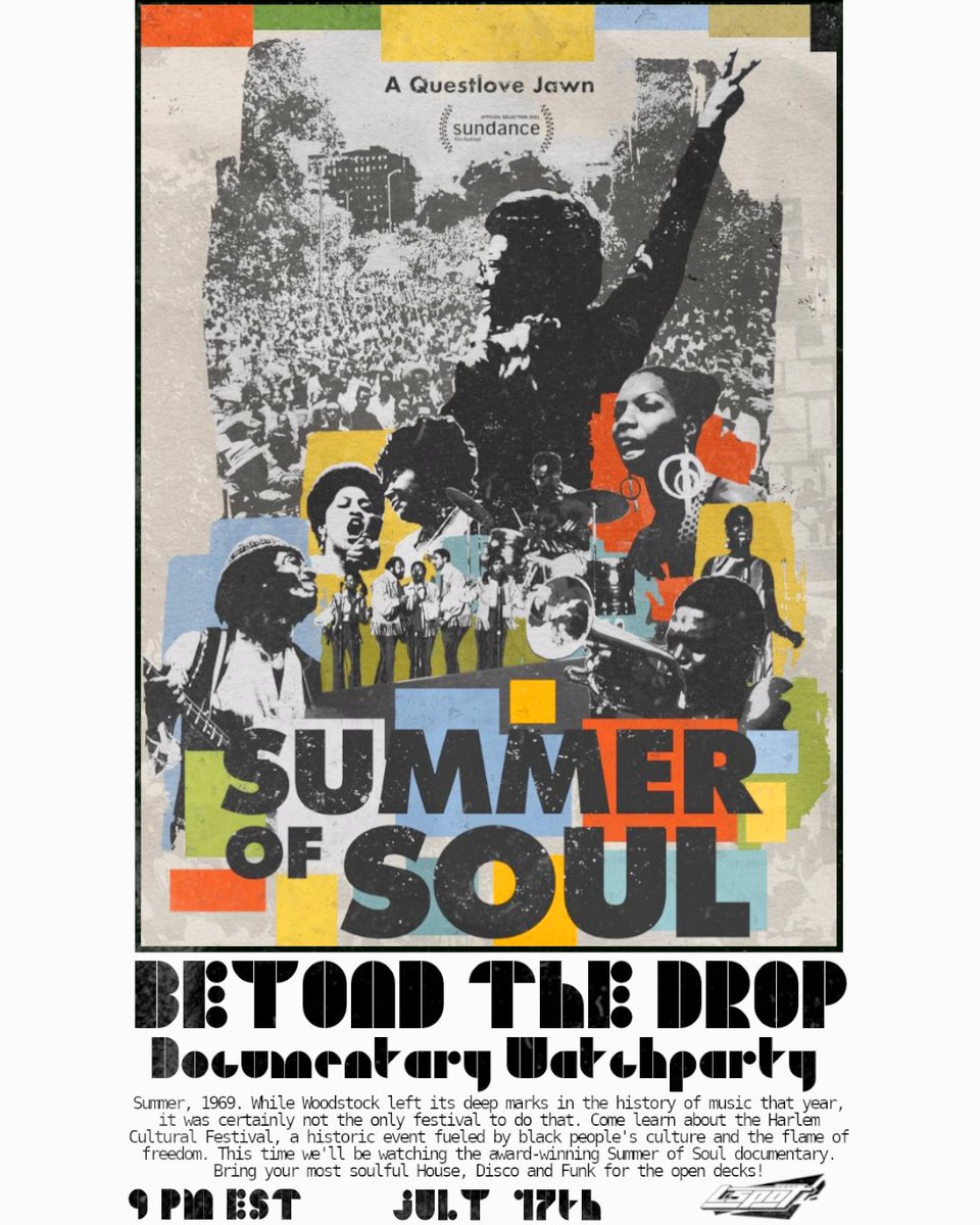 DrewRoses2's tweet photo. This time we're taking a trip back to Summer 1969. But not to Woodstock. Come learn about the untelevised Summer of Soul revolution!
Bring your most soulful House, Disco and Funk to the open decks afterwards!
Beyond the Drop.
Monday, July 17th.
9PM EST.
@LSPOT_VR https://t.co/V8KApzaNrv