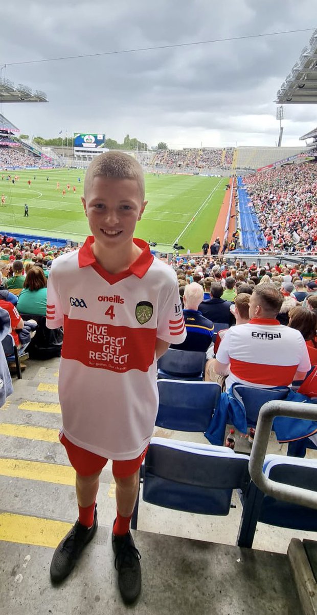 MovilleGAA's tweet photo. Well done Oisin O’Hare, kitted up at Croke Park as part of @cumanndl selection playing at half time today in the All-Ireland semi final 👏👏👏! 

What a great experience - enjoy every moment.  We’re proud to have you there representing the Parish &amp; Gaelscoil Cois Feabhaill 💙! https://t.co/eHO21BGByB