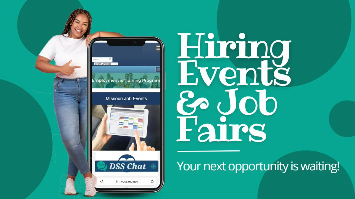 DSS_Missouri's tweet image. Are you looking for a job? Check out our Missouri Job Events calendar, at mydss.mo.gov/employment-tra…

#MissouriJobs | #MOWorkforce | #MoJobEvents