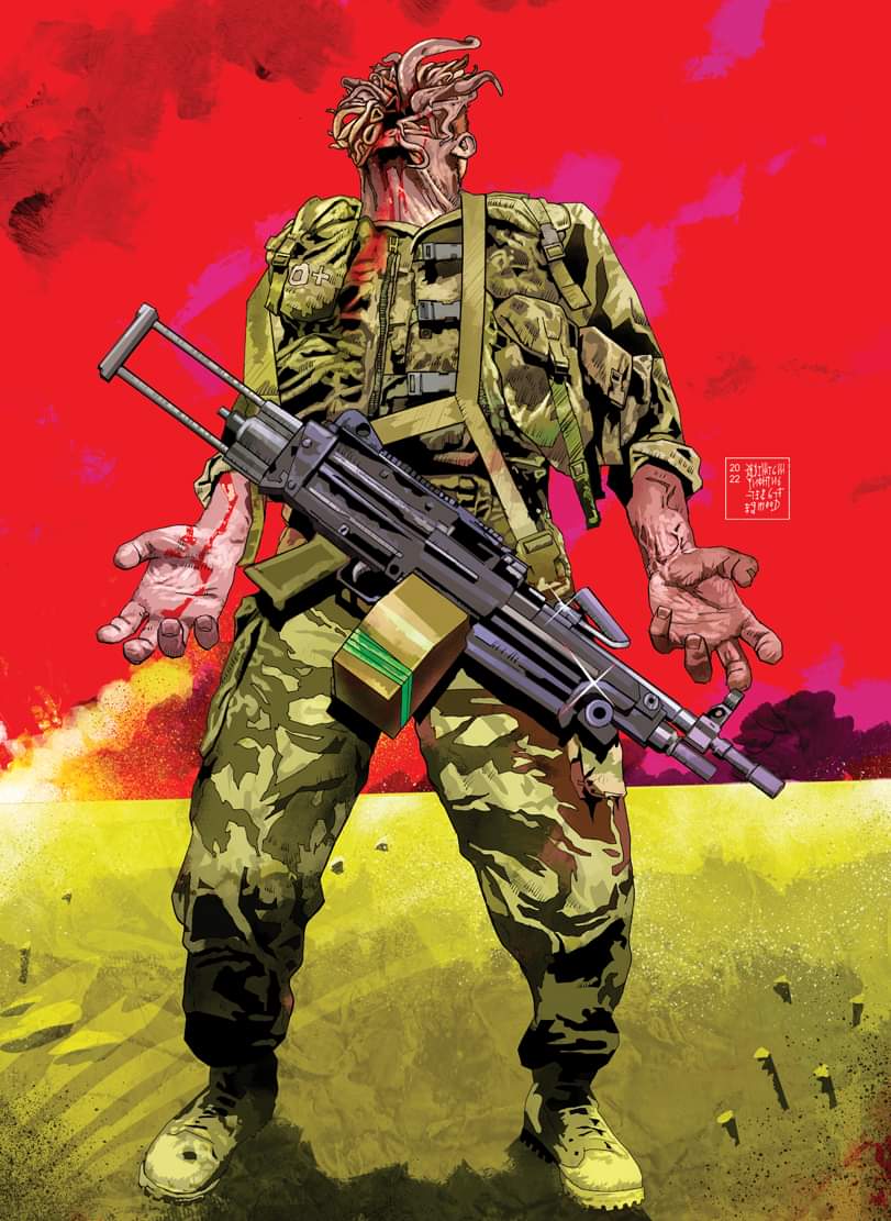 warfras's tweet image. I've just got my comp copy of Black Static 82/83 which has this illustration in. It's for a horror story called Retention, by Sarah Lamparelli, and is set in Iraq (amongst other places) in the noughties so was always something I was going to want to illustrate. @sarahlamparelli
