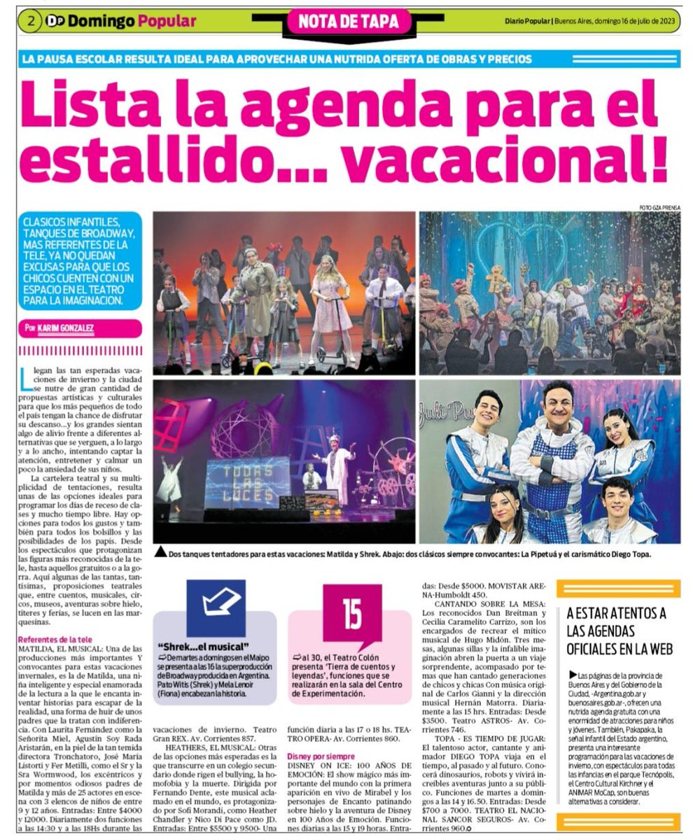 KarimGonzalz's tweet photo. HOY- Mi Nota de Tapa #SupleDominical #DiarioPopular @populardiario
*Especial Vacaciones de Invierno
#HoradeAventura!
*Lista la agenda para el estallido...vacacional! https://t.co/ElMEVDeHzB