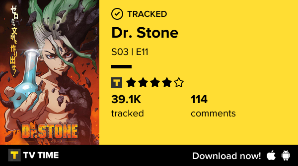I've just watched episode S03 | E11 of Dr. Stone! tvtime.com/r/2Tl7r #tvtime