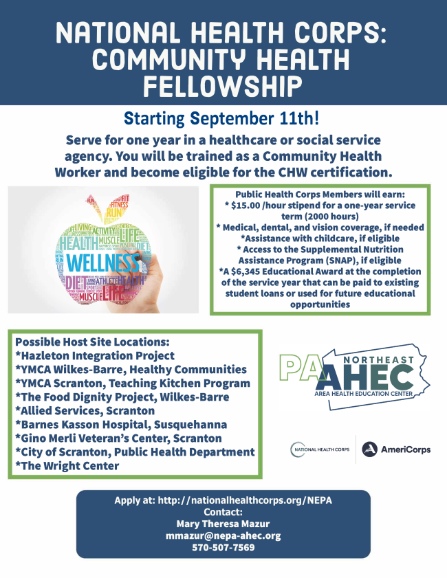 NE_AHEC's tweet photo. Looking for some experience in the health care field? Our NHC Community Health Fellowship may be just what you are looking for! Serve for 1 year and get trained as a Community Health Worker. For more information or to apply visit: https://t.co/32aTGmqhGx 

#CHW #publichealth #Am https://t.co/deC7n2J31v