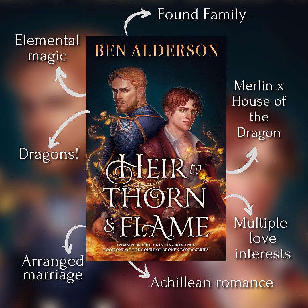 15 days until Heir to Thorn and Flame comes out! 🏳️‍🌈🐉

- MM romance 👨‍❤️‍👨
- Ice-breathing dragons ❄️
- Arranged marriage 💍
- Elemental Mages ⚡️
- a little twink mage getting to snog a ruthless prince and a dragon riding spy 🏳️‍🌈

mybook.to/HTTAFPB