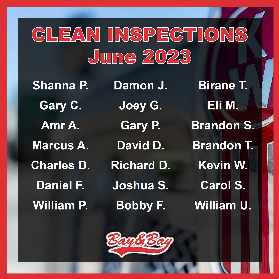👏🏼 👏🏼 We're proud to recognize our drivers who received clean inspections in June! 👏🏼🙌🏼

Did you know we give bonuses for clean inspections? We want to see your name on this list next! 👇🏼🤩💰