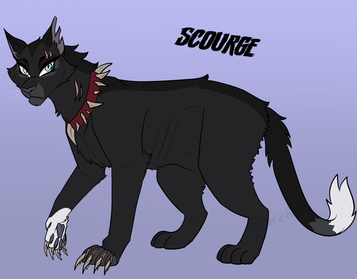 Back again with another WC design. This time with everyone's favorite emo cat Scourge. I felt the need to draw another battle cat last night. #warriorcats