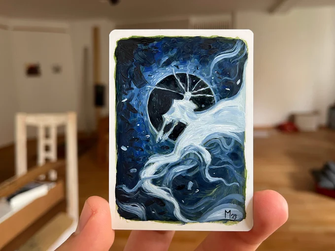 Here is another small painting on the back of my art proofs and I have to  I have no idea what held me back on experimenting with traditional media. I should have done this way earlier, it is a lot of fun! #mtg #magicthegathering #traditionalpainting