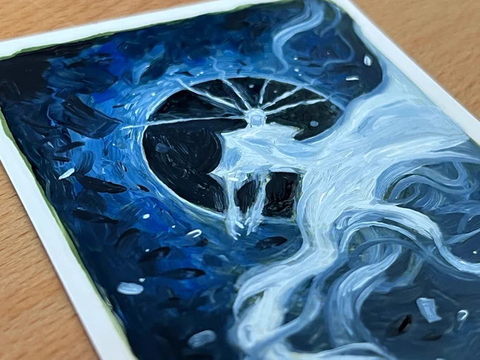 Here is another small painting on the back of my art proofs and I have to  I have no idea what held me back on experimenting with traditional media. I should have done this way earlier, it is a lot of fun! #mtg #magicthegathering #traditionalpainting