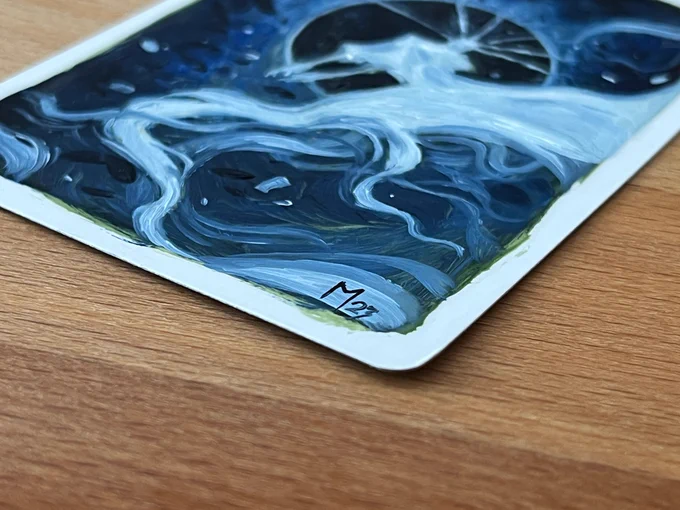 Here is another small painting on the back of my art proofs and I have to  I have no idea what held me back on experimenting with traditional media. I should have done this way earlier, it is a lot of fun! #mtg #magicthegathering #traditionalpainting