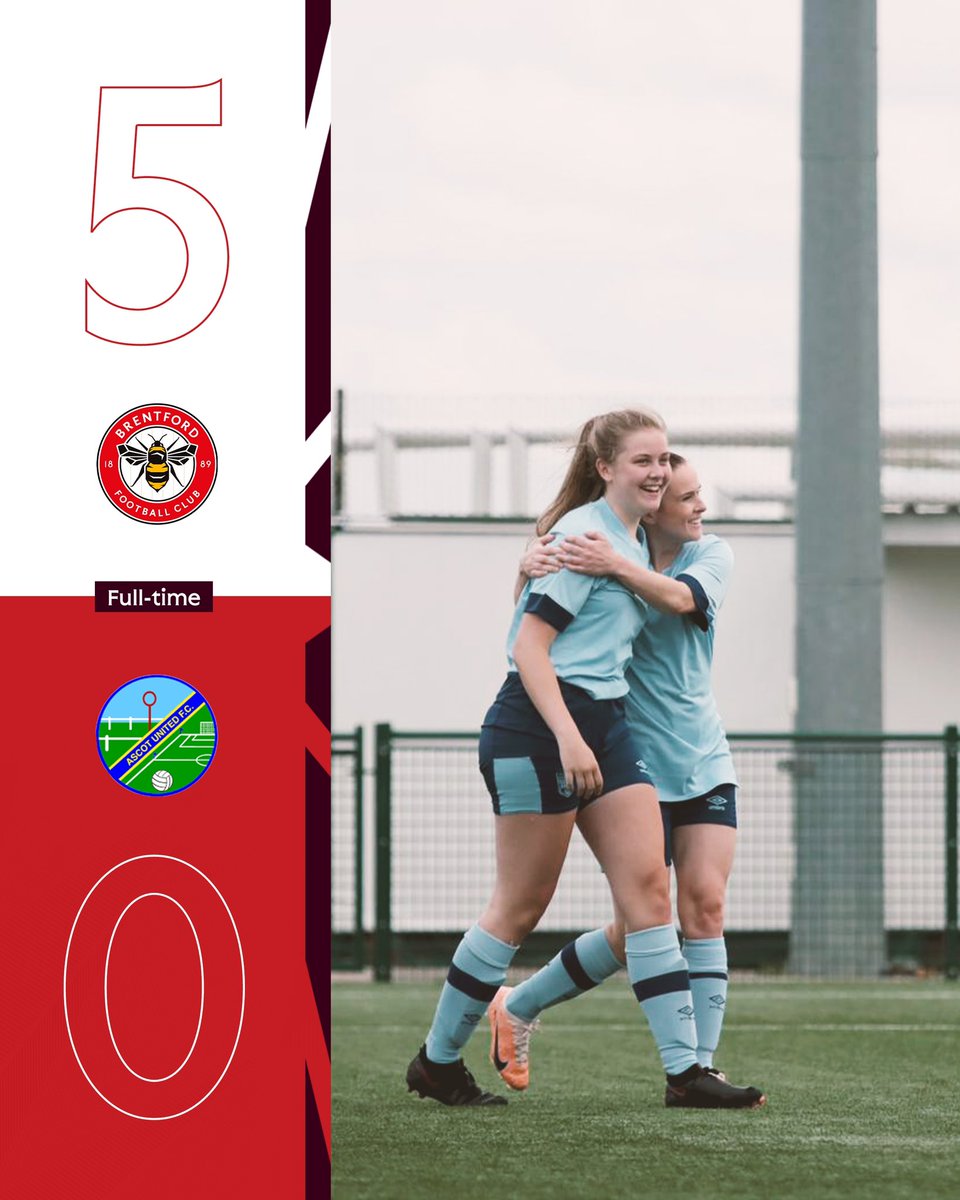 BrentfordFCW's tweet photo. ⏱️Full-time: A stunning performance from the first team as we put five past an Ascot United side who play in the division above! 

Well done ladies ❤️

#BrentfordFCW | #BrentfordFC https://t.co/3Ty15VTUAY