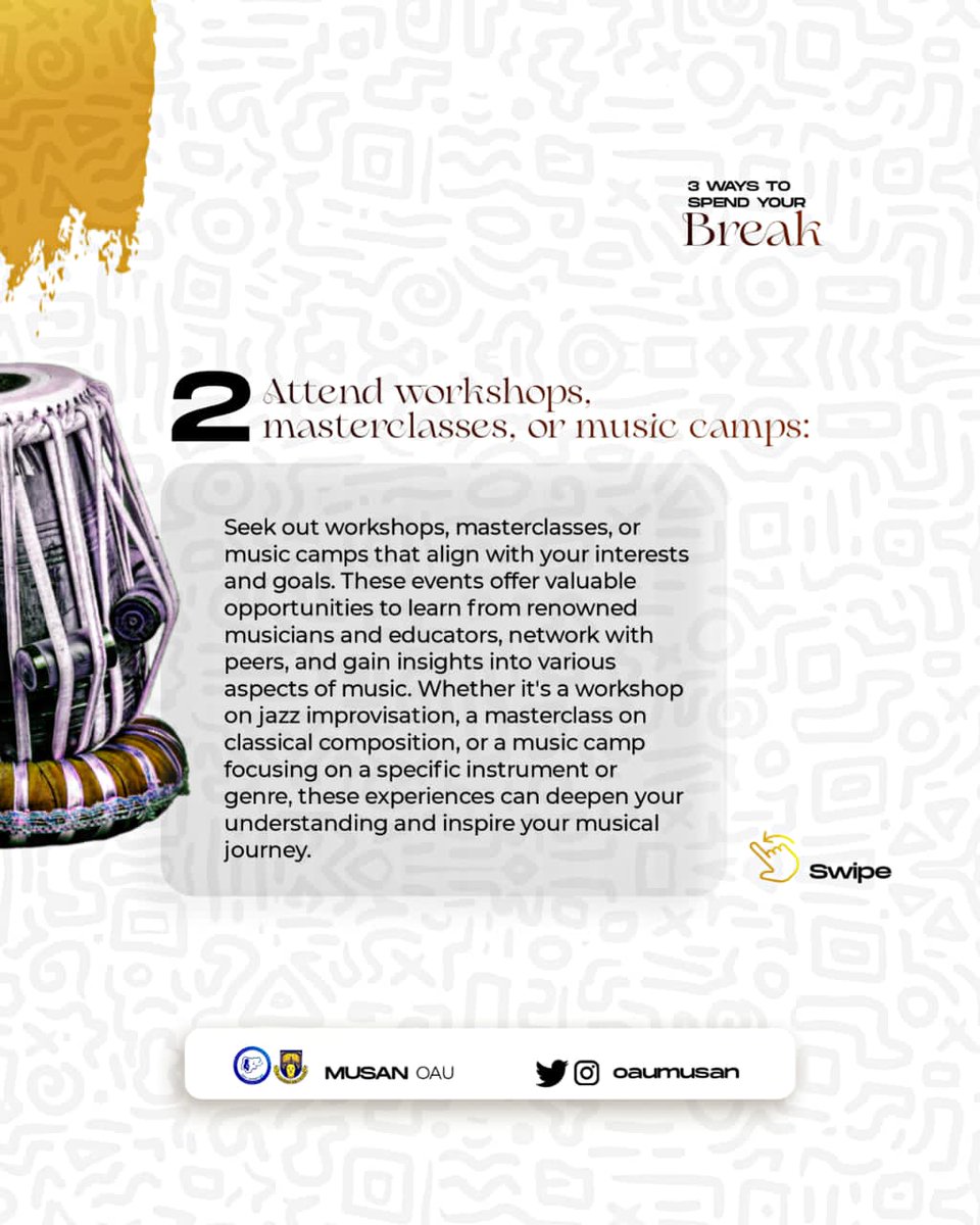 oaumusan69's tweet photo. Are you a lover or student of music🎶?  here are three tips on what to do and how to spend your time during holidays and free time .
#oautrends #musicislife #choral #oautweeter #chorale #oauife #oaumusan https://t.co/KMxuOfgD3O