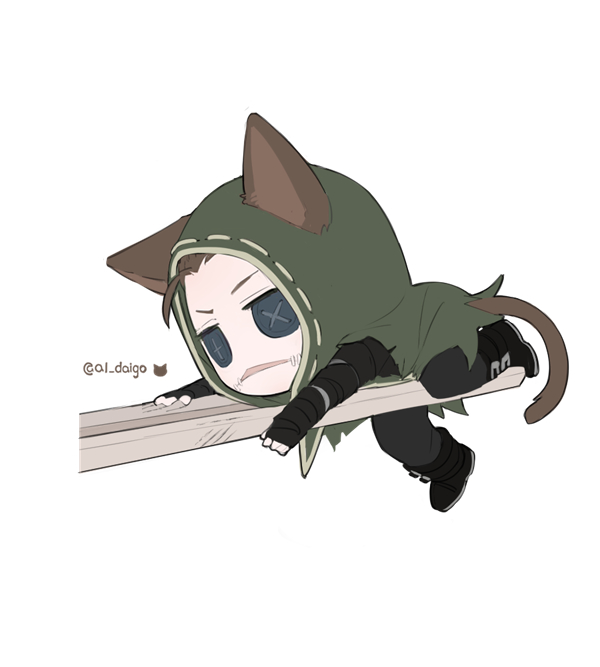 1boy animal ears grey hair male focus chibi solo tail  illustration images