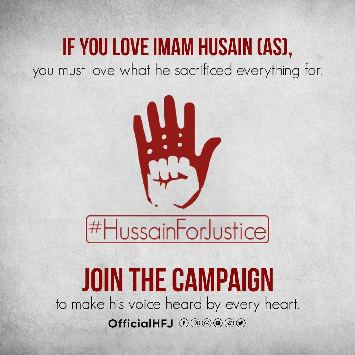 OfficialHFJ's tweet photo. #Muharram campaign by all lovers of Imam Hussain (a). Check out the website in the bio and participate in the campaign.

USE THE HASHTAG
#HussainForJustice https://t.co/t7XWk646t8