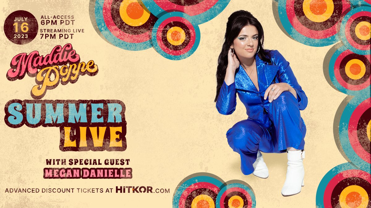 Summer Live is tonight! Get your virtual front row seat to join @MaddiePoppe and @MeganDanielle LIVE on the #HITKOR stage 6pm PDT.

Tickets: hitkor.com/shows/summer-l…