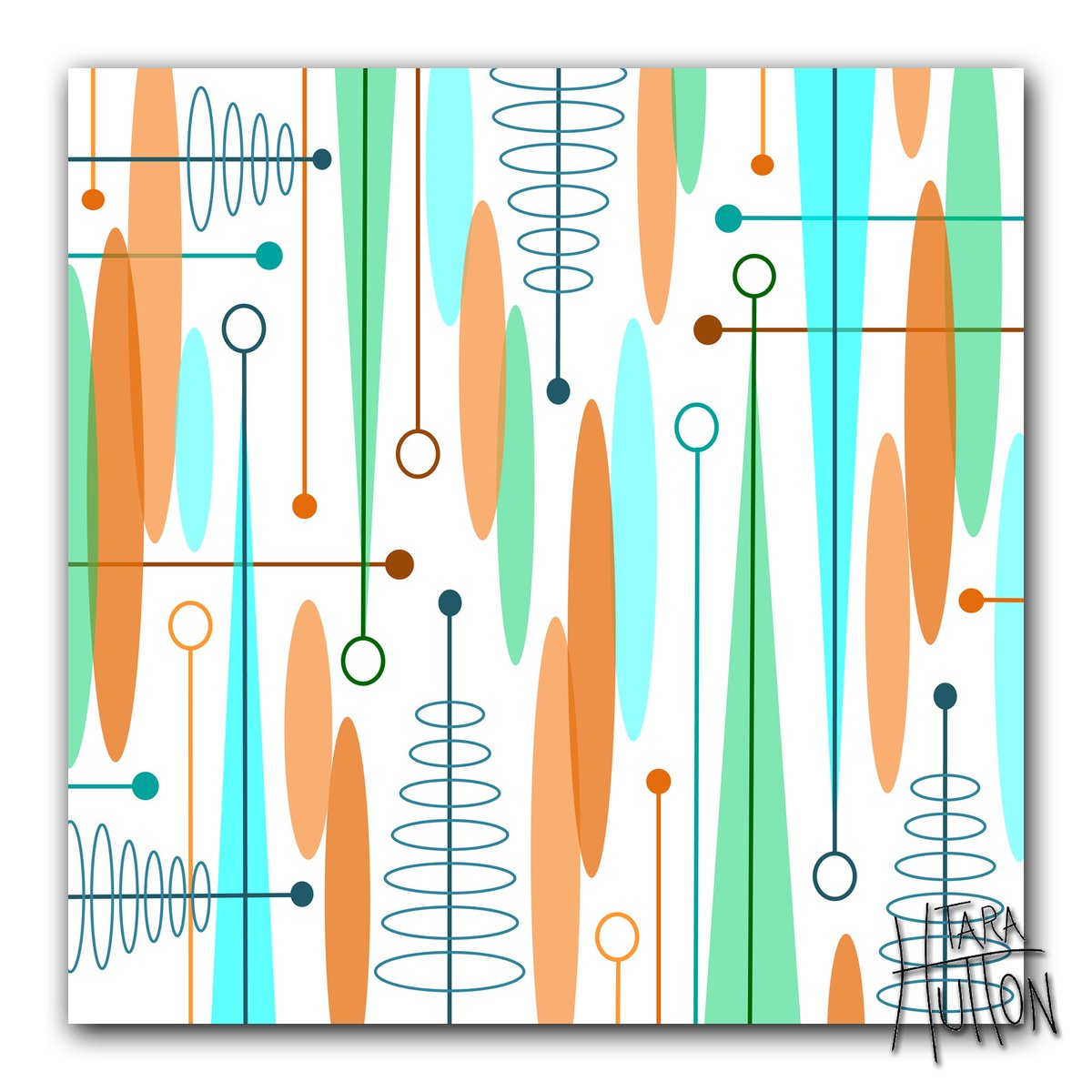 pohoartist's tweet image. Predicta by Tara Hutton, digital art, genre: Mid-Century Modern, 2019. Predicta, the style, the shapes, even the name is an homage to art and design popular in the 1950's and 1960's. #predicta #digitalart #midcenturymodern #1950s #1960s #finartamerica #newcenturyartgallery