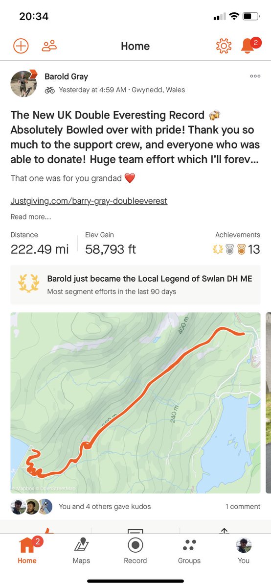 AthlonCc's tweet image. What a weekend for our club member Barry Gray , who completed a double Everest challenge in North Wales

Battling through rain and high winds this was an amazing feet of endurance and mental toughness 

Barry we salute you 🫡