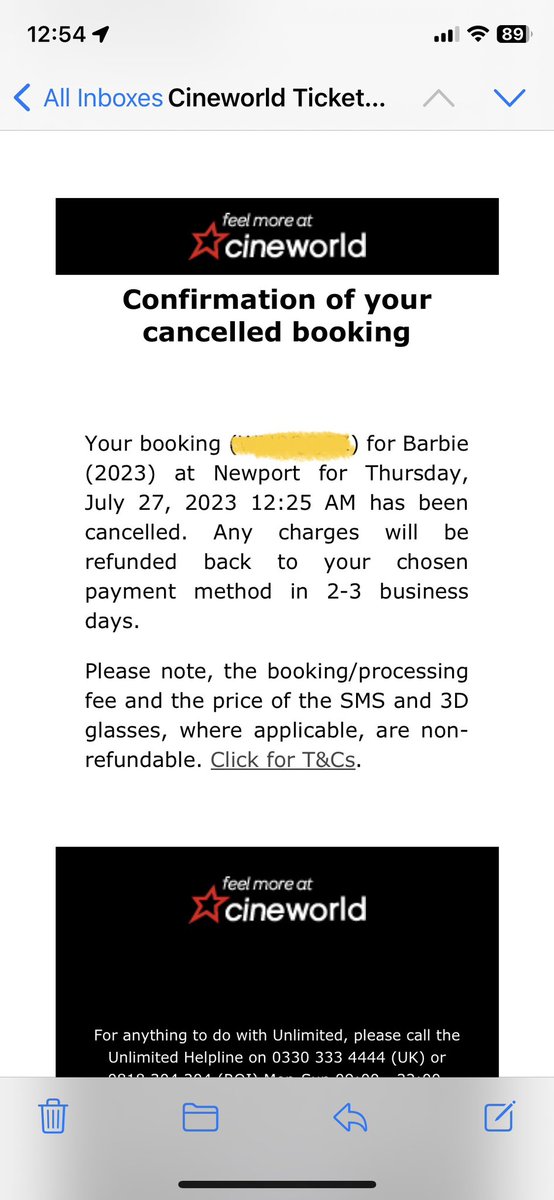 What’s this about @cineworld @NewportCinema?! a) I didn’t request a cancellation so assume you did, b) that’s not the time of my booking, and c) my ACTUAL booking HAS been cancelled - why?!? Myself and 2 other Unlimited cardholder friends were due to go on 26th July…!