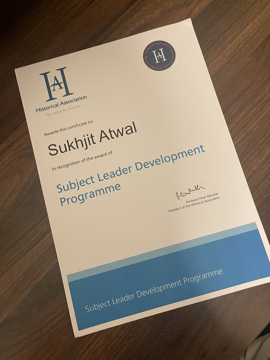 Really proud to share that I completed the subject leader development programme earlier this year. Even after years of middle leadership, there is still so much more to learn. Thank you <a href="/histassoc/">Historical Assoc</a> for providing such fantastic CPD opportunities.