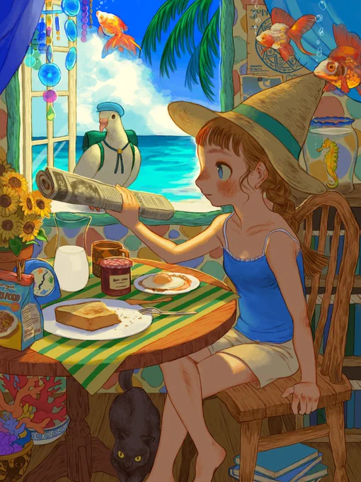 ちょっと前の絵ですが #海の日 