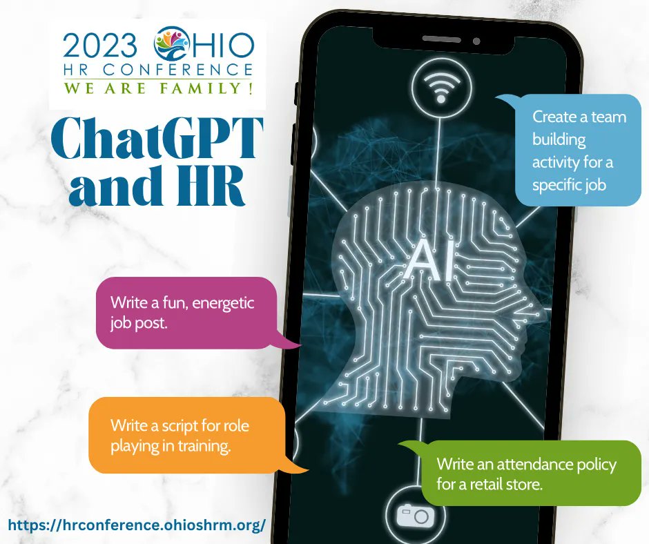 Today is AI Appreciation Day. How are you using AI (ChatGPT) to make your HR life easier? Find out what other HR Professionals are doing at the Ohio SHRM Conference in September! #shrmcp #shrmscp buff.ly/2FbcfVi