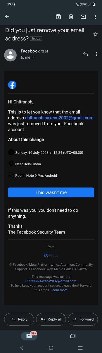 ChitranshiSaxe6's tweet photo. My facebook was hacked! I was unable to access it because the hacker replaced my email and phone no. and deleted my account.. That's why i can't complain n Facebook also can't find my account!! I want my account back with full recovery.😭😭 This is your security❌😡😡 @facebook https://t.co/X44Siyi37z