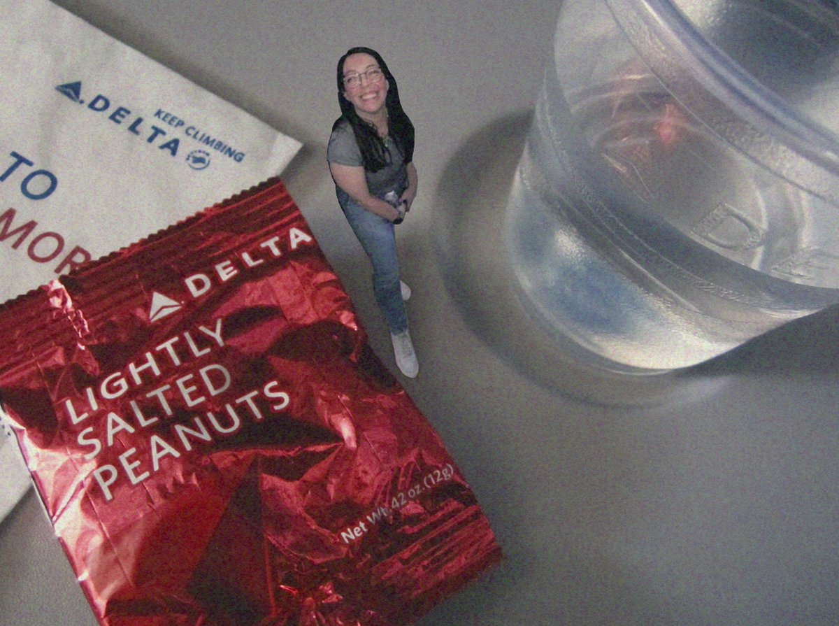 Amanda has been traveling a lot lately. The idea of being shoved in a sardine can isn’t very appealing to me, but there are benefits to being a short passenger.

#flight #flying #shortpeopleproblems #peanuts #traytable #swellentertainment #shrinking #sizetwitter