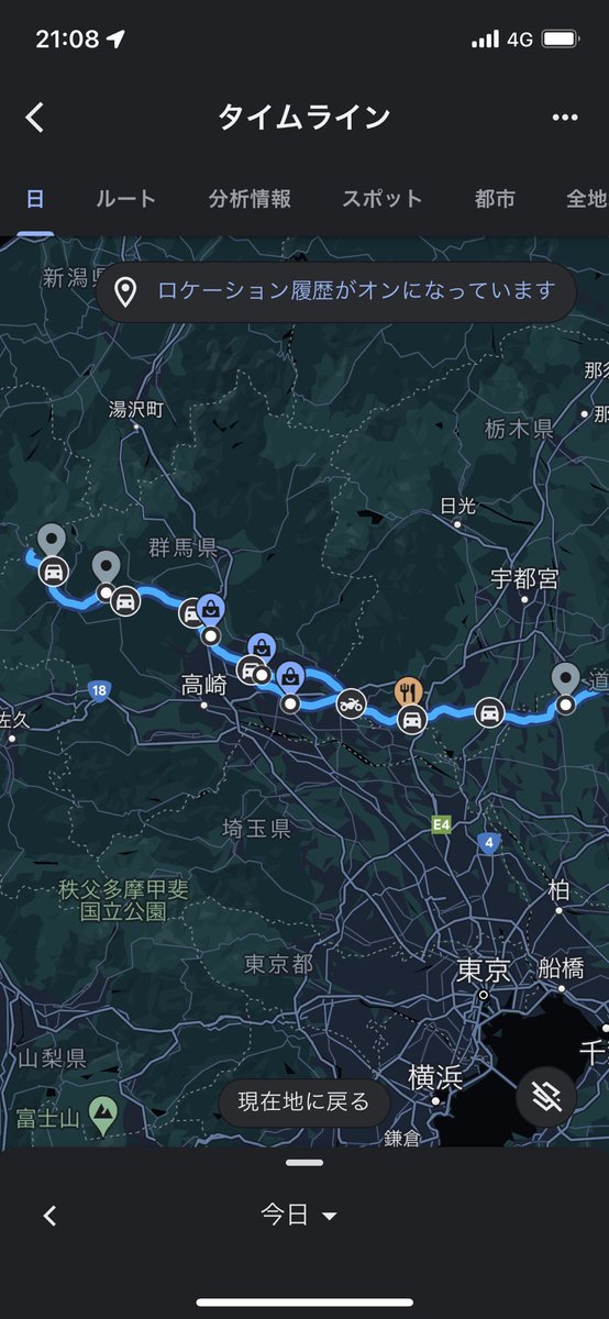 timutimu0105's tweet photo. 今日のルート！
行けるとこまで遠くにって感じで、渋峠行ってみました！
昼間は走っても熱風しか感じなくて死にかけたけど、天気は最高の1日でした！
#バイク
#ツーリング
#渋峠 https://t.co/kfBp4fEyNs