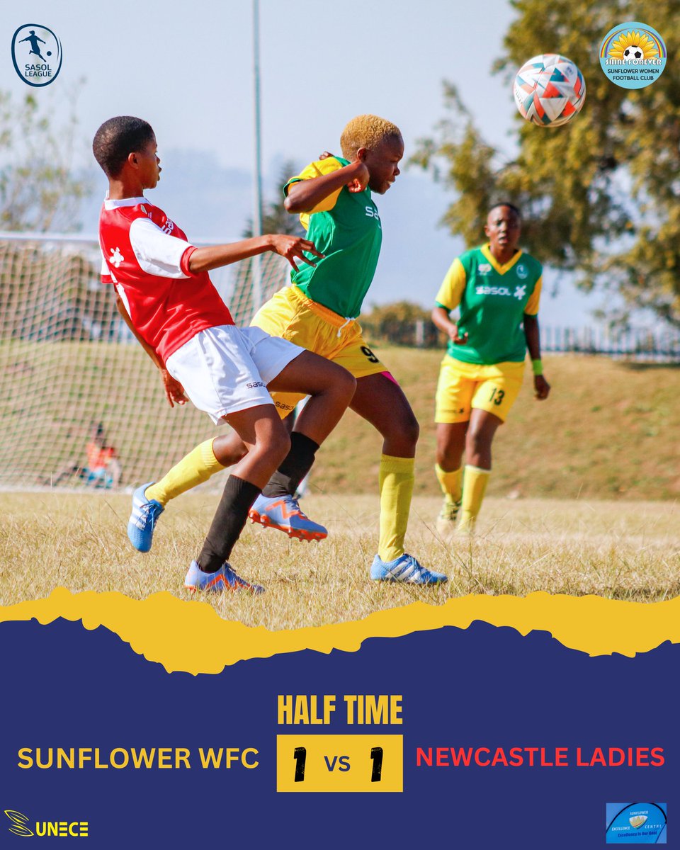 Half Time!!!
Sunflower wfc 1 
Newcastle ladies fc 1

#sunflowerwfc #sasolwomensleague