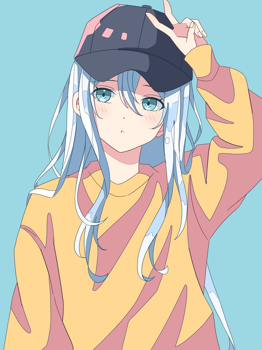 hibiki (kancolle) 1girl solo long hair hat black headwear simple background blue eyes  illustration images