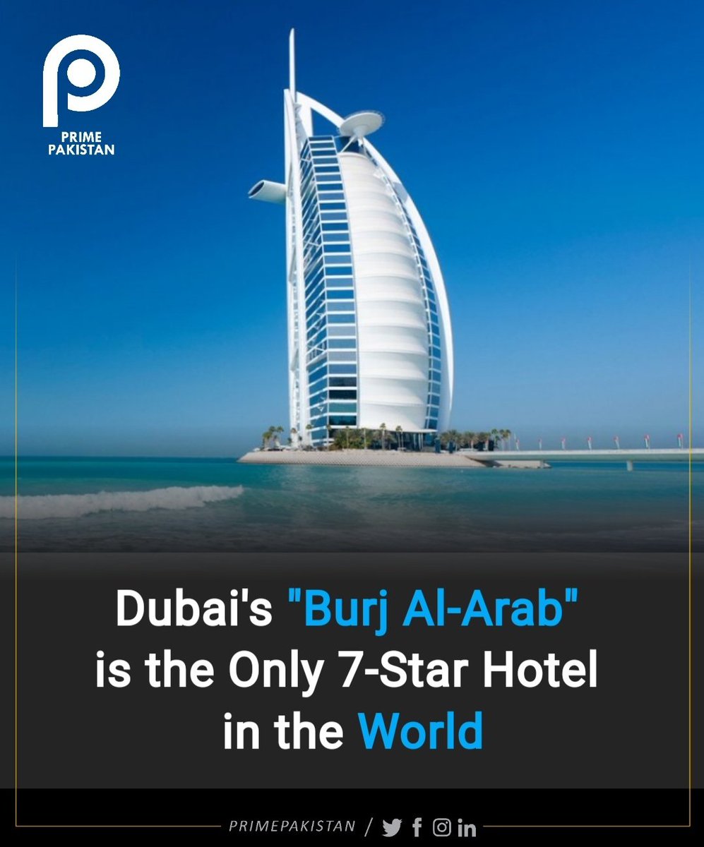 PrimePakistanMD's tweet photo. This iconic Dubai landmark is famously known as the world’s only ‘7-Star Hotel’, due to it’s innovative, impressive architecture, opulent suites, and outstanding guest service. 

#burjalarab #dubai #7stars #PrimePakistan #PrimePakistanMedia https://t.co/klAnoZ3DaP