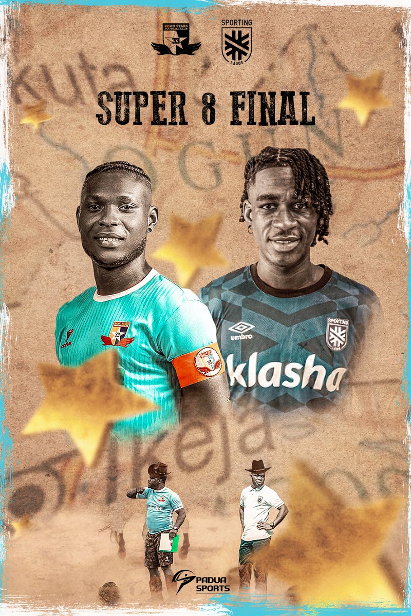 Expect a showdown in this Wild Wild West Derby for the Naija Super 8 Crown. It's not just a game, it's a battle for supremacy!

⚽️ Remo Stars vs Sporting Lagos 
🗓 July 16th 2023
🕚 5:00pm
🏟 Onikan Stadium

<a href="/ns8official/">#NaijaSuper8</a> <a href="/RemoStarsSC/">Remo Stars Sports Club</a> <a href="/SportingLagos/">Sporting Lagos</a> #NaijaSuper8 #FootballIsHome