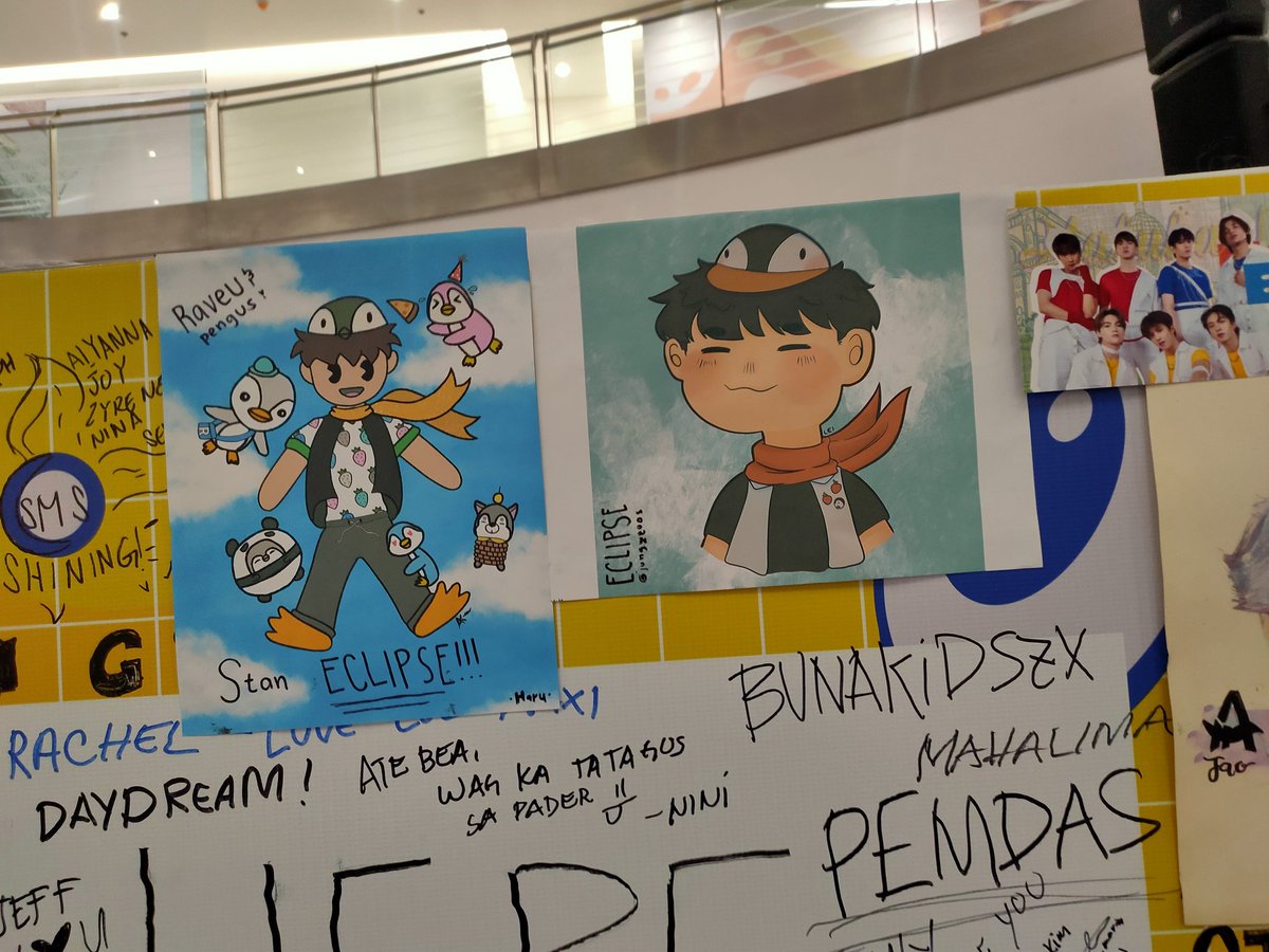 BamTT_TTheistic's tweet photo. Finally got me and @jungzeoos' drawing up on the Fan Art Wall with my concept of Penguin Rave wieeeeee.
*medj late nadikit though, still :>

ECLIPSE AT PPOPCON MANILA 2023 
#ECLIPSExMOONLIGHTS @eclipse_ravee #Eclipse_Rave
@Eclipsemusicph #EclipsePH https://t.co/GF0kzZeMQC