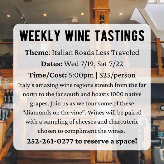 ObxTrio's tweet photo. Join us this week for a taste of hidden Italy! Call 252-261-0277 to reserve a spot. Cin-cin! (cheers) . . . . #obx #obxrestaurants #winetasting #italianwine #obxrestaurant #obxmarket #outerbanks #kittyhawknc

https://t.co/stdyIVsxp3 https://t.co/JTHcLaAzcj