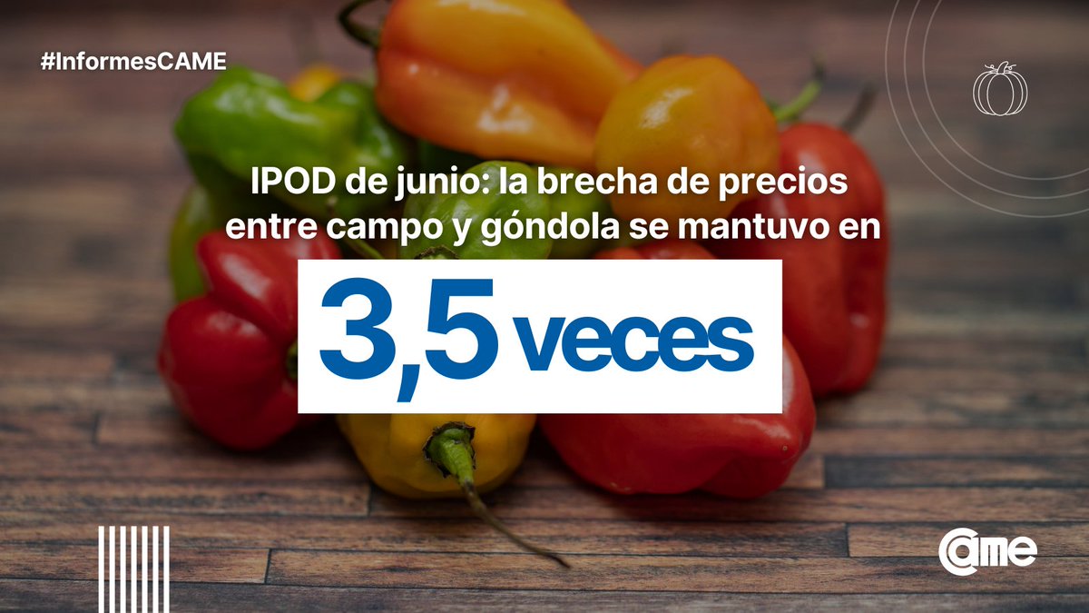 redcame's tweet image. 🛒IPOD de junio: la brecha de precios entre #campo y #góndola se mantuvo en 3,5 veces.

🚜En promedio, la participación del productor explicó el 25,2% de los precios de venta final.

Conocé el detalle de cada #agroalimento en el informe completo de #CAME: bit.ly/IPODJunio23
