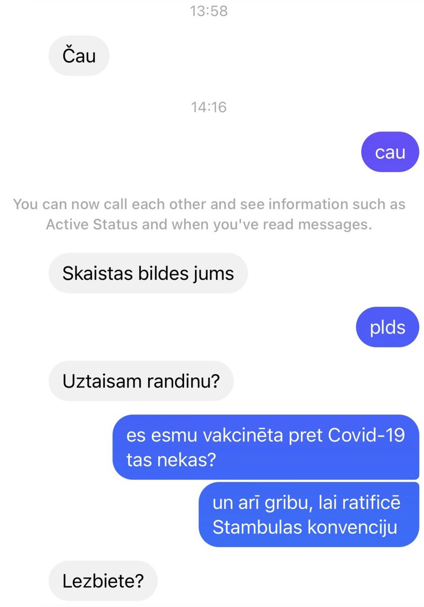 Cilvēki: “Dana, Tu noteikti esi pārāk izvēlīga! Tavi DMs gan jau pilni ar džeku vēstulēm”.
Mani DMs:

NB! džeka FB profils kliedz “kovida nau” un “STOP Stambulas konvencijai”.