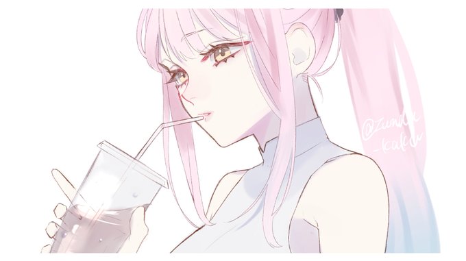 「drinking straw in mouth」 illustration images(Latest｜RT&Fav:50)｜2pages