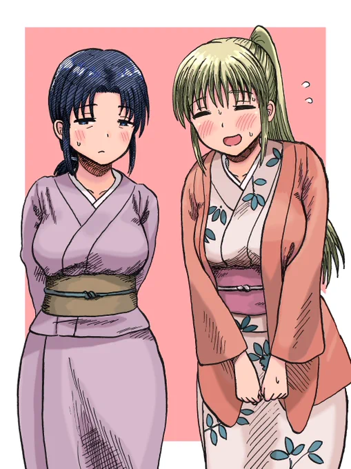 去年の年末と今年の元旦に描いたみずほさん