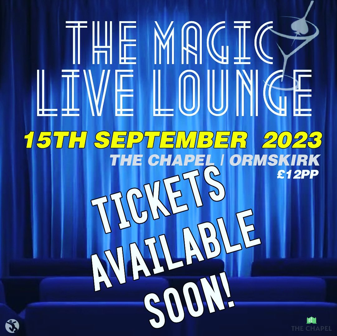 magiclivelounge's tweet photo. Amazing News! - The Magic Live Lounge returns to The Chapel - Ormskirk - on Friday 15th September!

Tickets are available soon and they sell very fast. 

#magicshow #whatson #ormskirk #westlancs #lancashire #tickets #fridaynight #tmll #magic https://t.co/mYa6AIWXvw