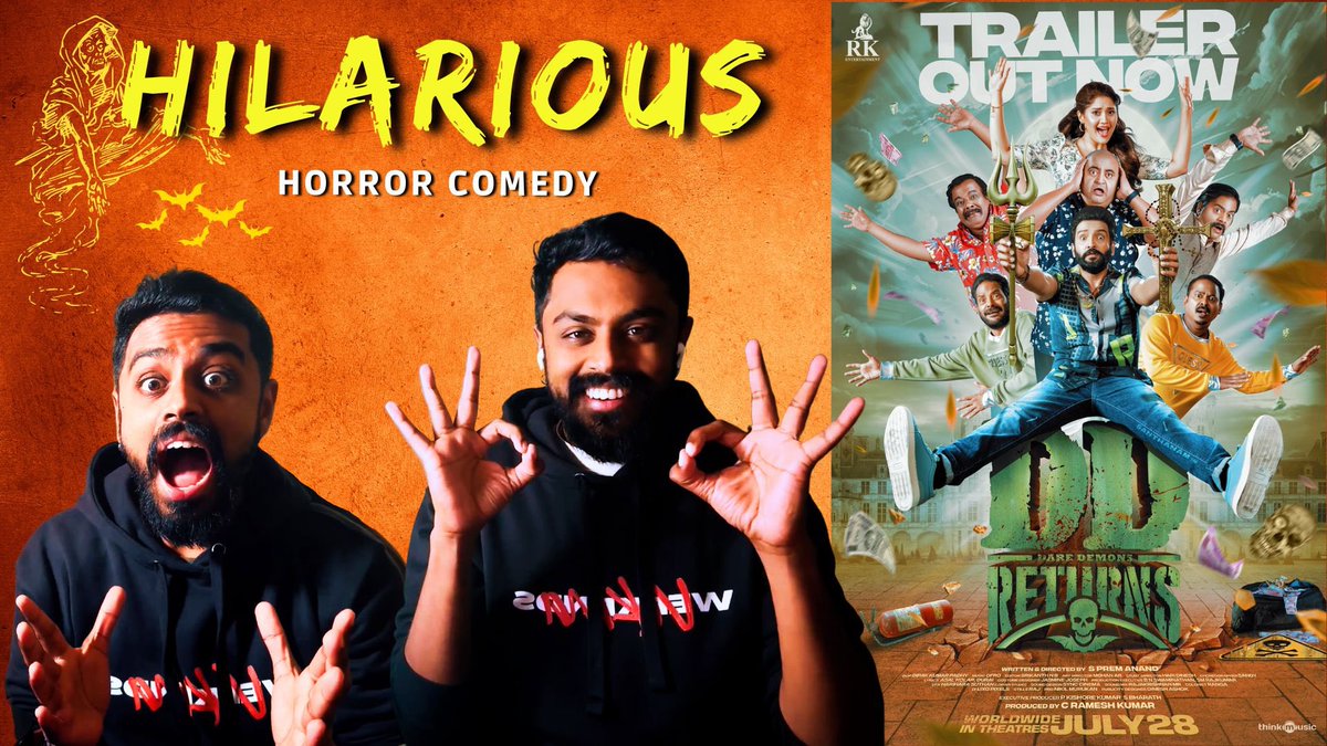 VickManiam's tweet photo. Just watched @iamsanthanam new ‘DD Returns’. I had a good laugh watching the trailer. It was hilarious. Liked the vibe that they were going for. Quirky music by @ofrooooo did well for the trailer. 
Looks like it’ll be a hilarious horror comedy
Waiting !!!
https://t.co/nWWlUtEtni https://t.co/okDPuLA4fP