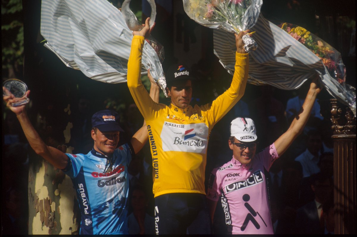 letour_es's tweet photo. 🎉 ¡Felicidades Indurain!

😍 59 años para el mejor español en el Tour de Francia.

🏆Más ediciones ganadas: 5
🥇Más victorias de etapa: 12
💛Más días con el maillot amarillo: 60

👀 ¿Cuál es vuestro momento INOLVIDABLE de Indurain en el Tour?

#TDF2023 https://t.co/whmlO6r82t
